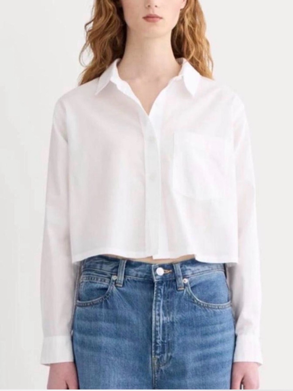 Everlane Cropped White Button Down Shirt